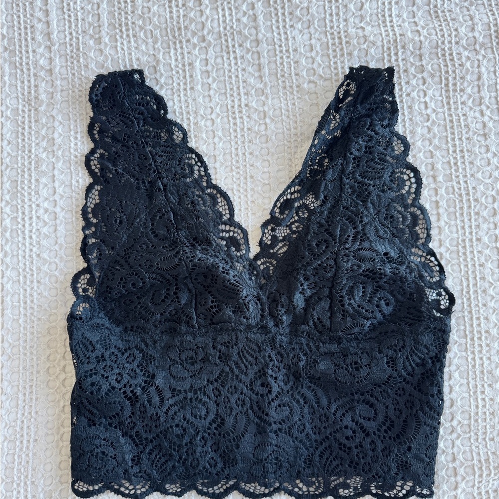 Bebe Black Lace Crop Top